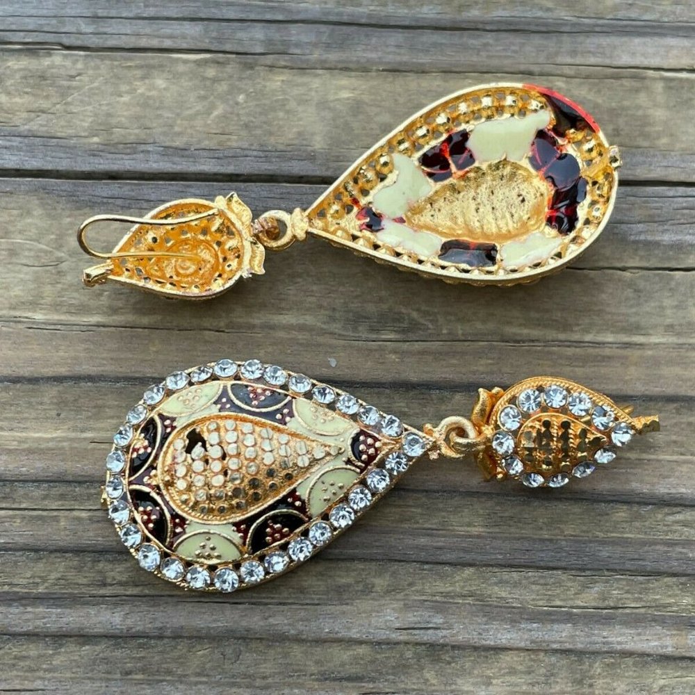 Earrings Gold Tone Women Fashion Ear Jewelry Crystals Accent Traditional Earring - Picture 6 of 10
